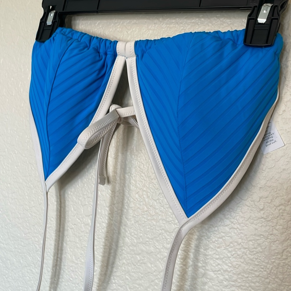 aerie blue and white triangle bikini top